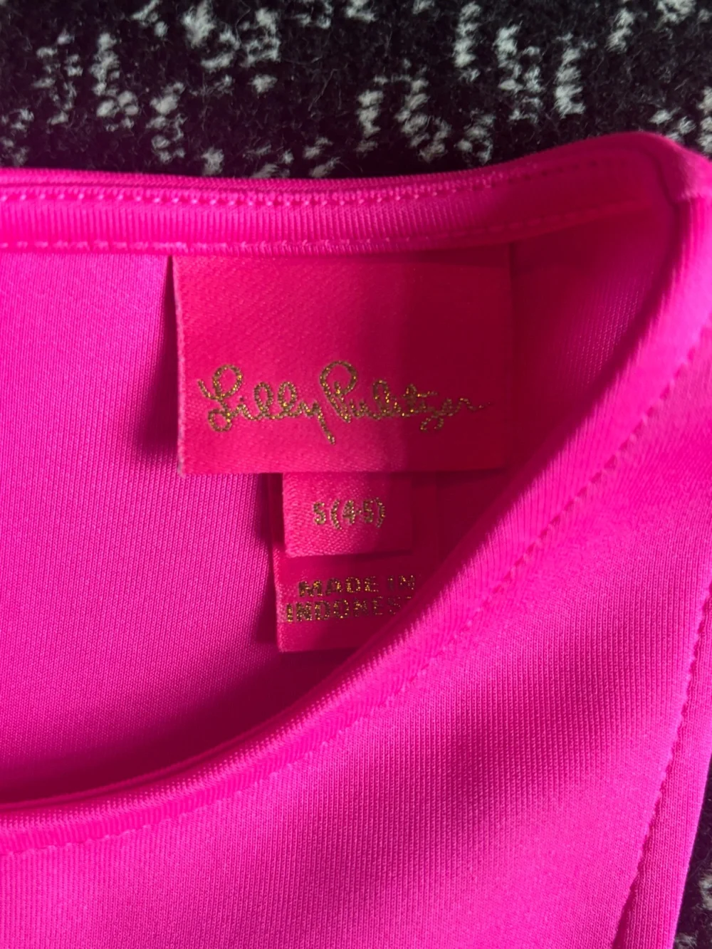 Lilly Pulitzer Bright Pink Top with Gold Logo Detail